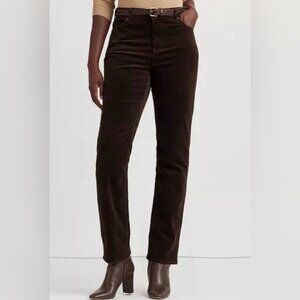 Lauren Jean Co. Ralph Lauren Brown Corduroy Straight Leg Pants Size 4